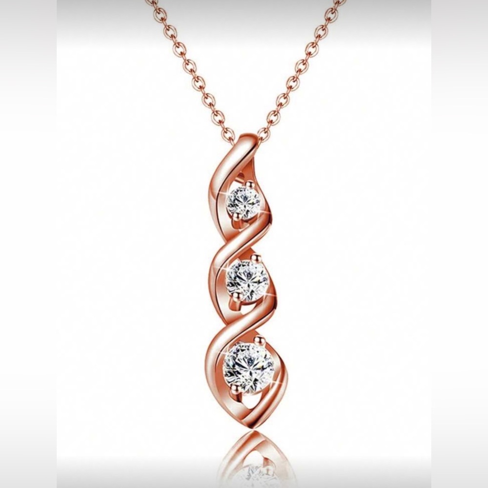 Rose Gold Cubic Zirconia Pendant Necklace
